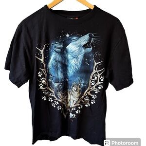 Rock Eagle 100% Cotton Single Stitch Wolf tee Size Large‎